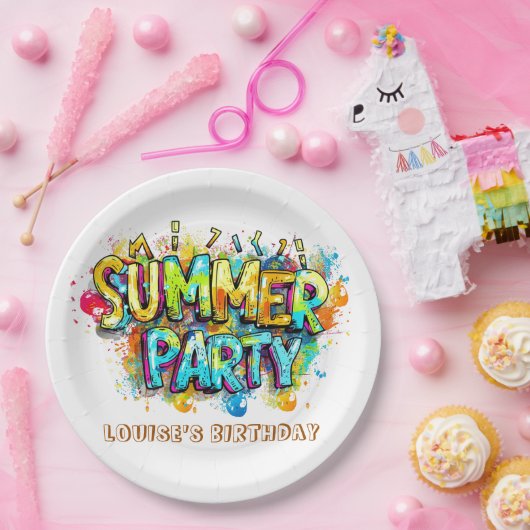 Graffiti stijl zomerfeest papieren bordje (Feest)