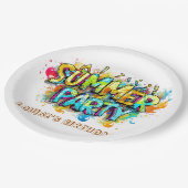 Graffiti stijl zomerfeest papieren bordje (Gekanteld)