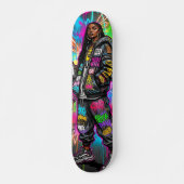 Graffiti stijl zwarte vrouw portret persoonlijk skateboard (Voorkant)