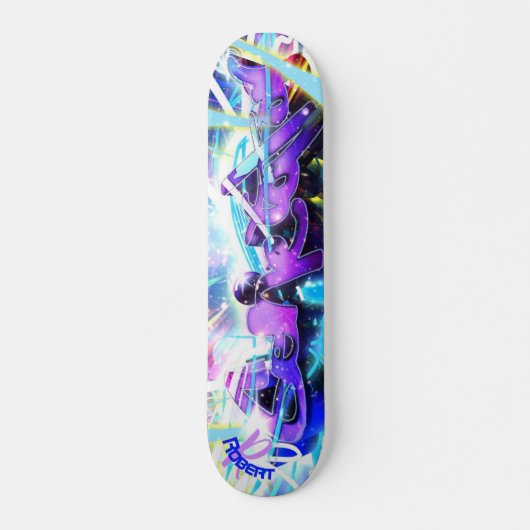 Graffiti straat met naam persoonlijk skateboard (Voorkant)