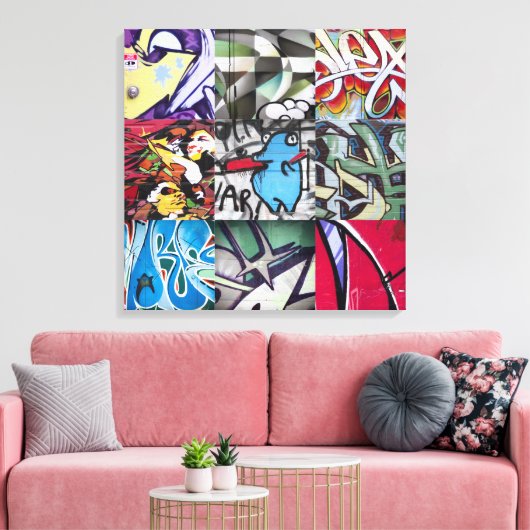 Graffiti (Straatkunst) Collage Canvas Afdruk (Insitu (Woonkamer))