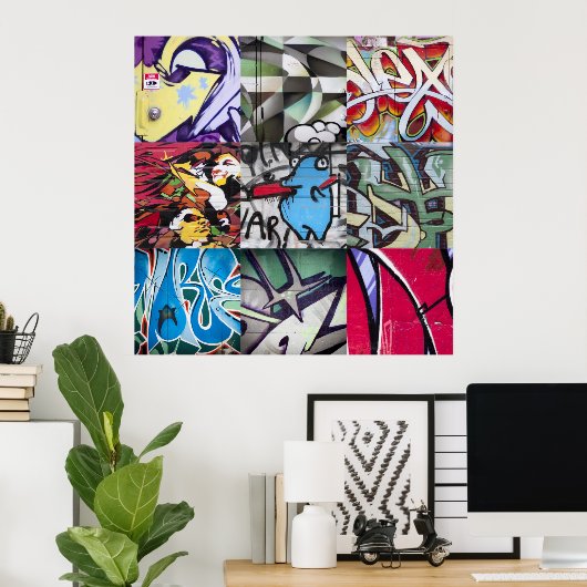 Graffiti (Straatkunst) Collage Poster (Thuiskantoor)