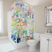 Graffiti straatmuur. Grunge wallart, straat, backg Douchegordijn (In situ)