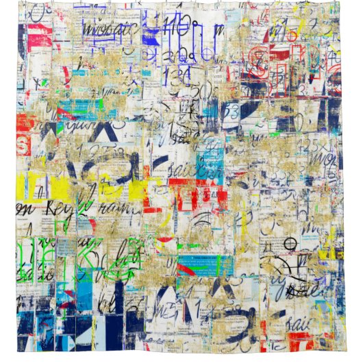 Graffiti straatmuur. Grunge wallart, straat, backg Douchegordijn (Voorkant)