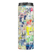 Graffiti straatmuur. Grunge wallart, straat, backg Thermosbeker (Achterkant)