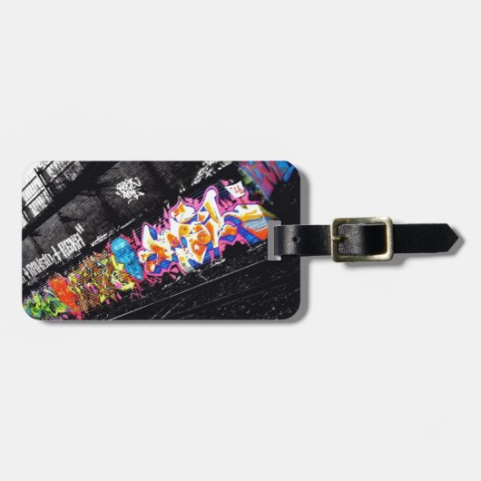 graffiti straten zwart & wit met kleur bagagelabel (Voorkant horizontaal)