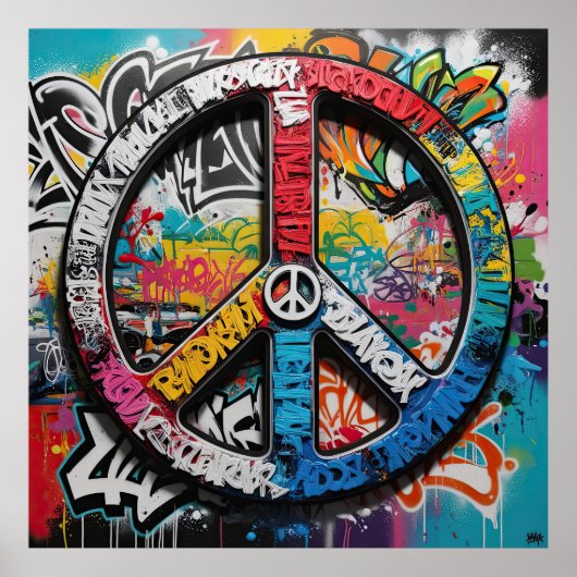 Graffiti Street Art A Canvas for Peace Symbols Poster (Voorkant)