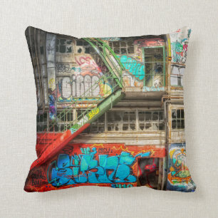 Graffiti Street Art Afgewezen gebouw Pillow Kussen