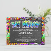 Graffiti Street Art Bar Mitzvah Aangepast Kaart (Staand voorkant)