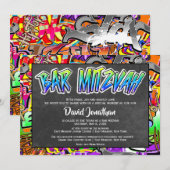 Graffiti Street Art Bar Mitzvah Aangepast Kaart (Voorkant / Achterkant)