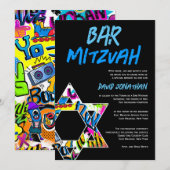Graffiti Street Art Bar Mitzvah Aangepaste uitnodi Kaart (Voorkant / Achterkant)
