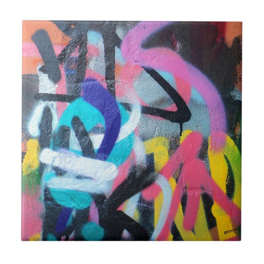 Graffiti Street Art Ceramic Tile Yellow Tegeltje (Voorkant)