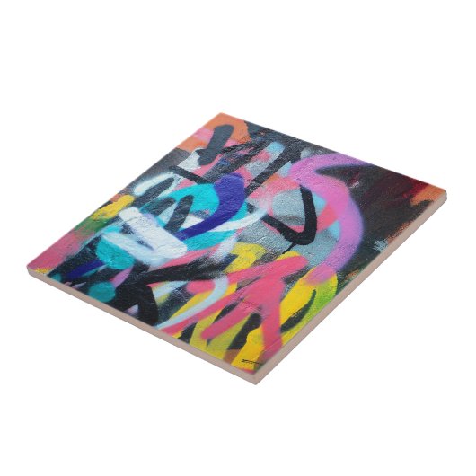 Graffiti Street Art Ceramic Tile Yellow Tegeltje (Zijkant)