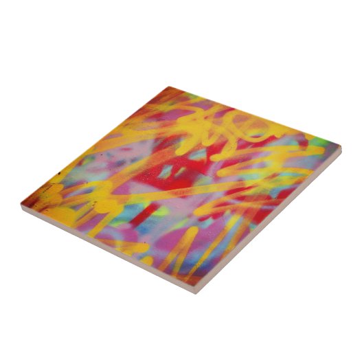 Graffiti Street Art Ceramic Tile Yellow Tegeltje (Zijkant)
