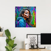  Graffiti Street Art kleurrijke vrouw Poster (Thuiskantoor)