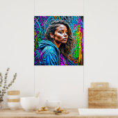  Graffiti Street Art kleurrijke vrouw Poster (Keuken)