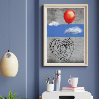 Graffiti Street Art Light-Heart rode ballon Poster