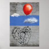 Graffiti Street Art Light-Heart rode ballon Poster (Voorkant)