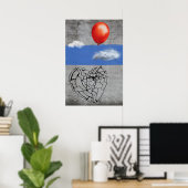 Graffiti Street Art Light-Heart rode ballon Poster (Thuiskantoor)