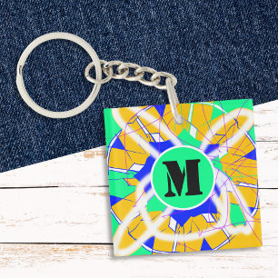 Graffiti Street Art Moderne Kleurrijke Monogram Sleutelhanger