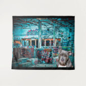 Graffiti Street Art PitBull Verlaten gebouw Wandkleed (Voorkant (horizontaal))