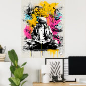 Graffiti Street Art Poster - Jongen lezen Urban (Thuiskantoor)