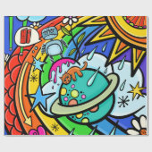 Graffiti Street Art Rainbow Weather Funky Cartoon Cadeaupapier (Vlak)