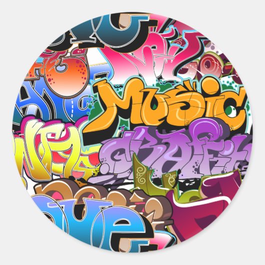 Graffiti Street Art Ronde Sticker (Voorkant)
