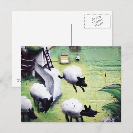 Graffiti / Street Art Sheep Jumping Briefkaart (Voorkant / Achterkant)