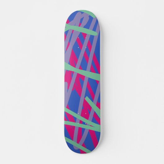 Graffiti Street Art Urban Lines Blue Pink Paars Persoonlijk Skateboard (Voorkant)
