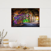 Graffiti Street Art Verlaten bouwtrap Poster (Keuken)