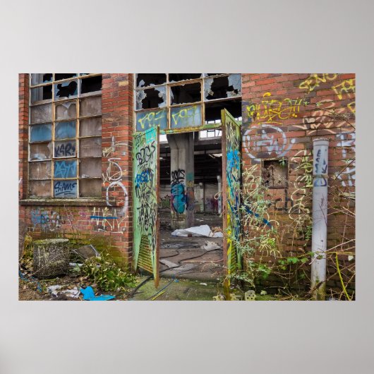 Graffiti Street Art Verlaten Poster van het Gebouw (Voorkant)