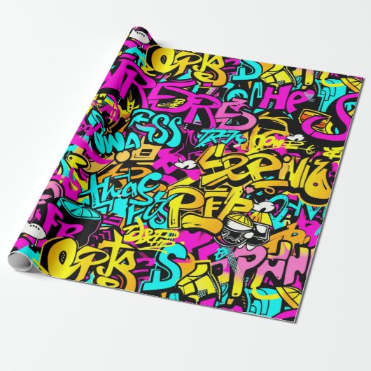 graffiti-strippatroon cadeaupapier (Uitgerold)