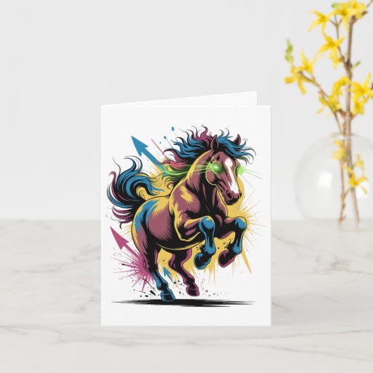 Graffiti Style Art Paard Paardrijden Paarden Kaart (Gele Bloem)