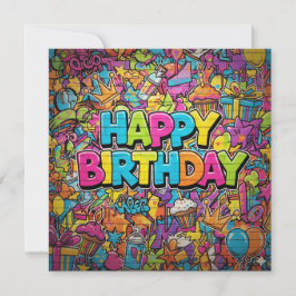 Graffiti style birthday card kaart