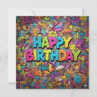 Graffiti style birthday card kaart