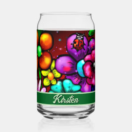 Graffiti Style Flowers & Ladybug Personalized Blikvorm Glas