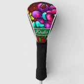 Graffiti Style Flowers & Ladybug Personalized Golfheadcover (Voorkant)