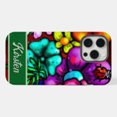 Graffiti Style Flowers & Ladybug Personalized iPhone Hoesje (Achterkant horizontaal)