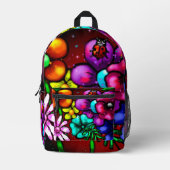 Graffiti Style Flowers & Ladybug Roze Paarse Rood Bedrukte Rugzak (Voorkant)