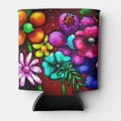 Graffiti Style Flowers & Ladybug Roze Paarse Rood Blikjeskoeler (Voorkant)