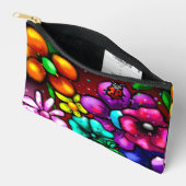 Graffiti Style Flowers & Ladybug Roze Paarse Rood Etui (Open)