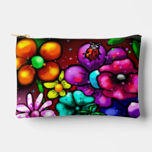 Graffiti Style Flowers & Ladybug Roze Paarse Rood Etui (Voorkant)