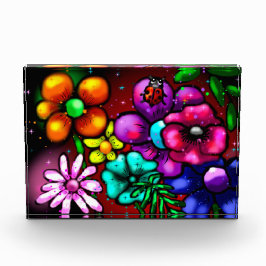 Graffiti Style Flowers & Ladybug Roze Paarse Rood Fotoblokken