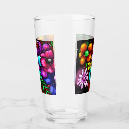 Graffiti Style Flowers & Ladybug Roze Paarse Rood Glas (Rechts)