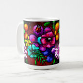 Graffiti Style Flowers & Ladybug Roze Paarse Rood Koffiemok (Voorkant links)