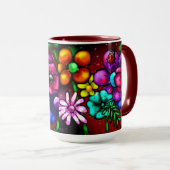 Graffiti Style Flowers & Ladybug Roze Paarse Rood Mok (Voorkant rechts)