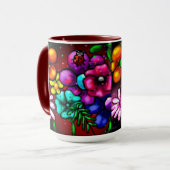 Graffiti Style Flowers & Ladybug Roze Paarse Rood Mok (Voorkant links)