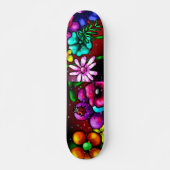 Graffiti Style Flowers & Ladybug Roze Paarse Rood Persoonlijk Skateboard (Voorkant)