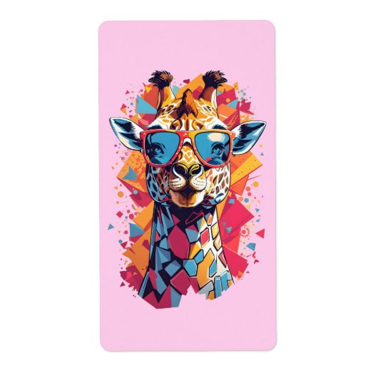 Graffiti Style Giraffe Portrait-58567 Etiket (Voorkant)